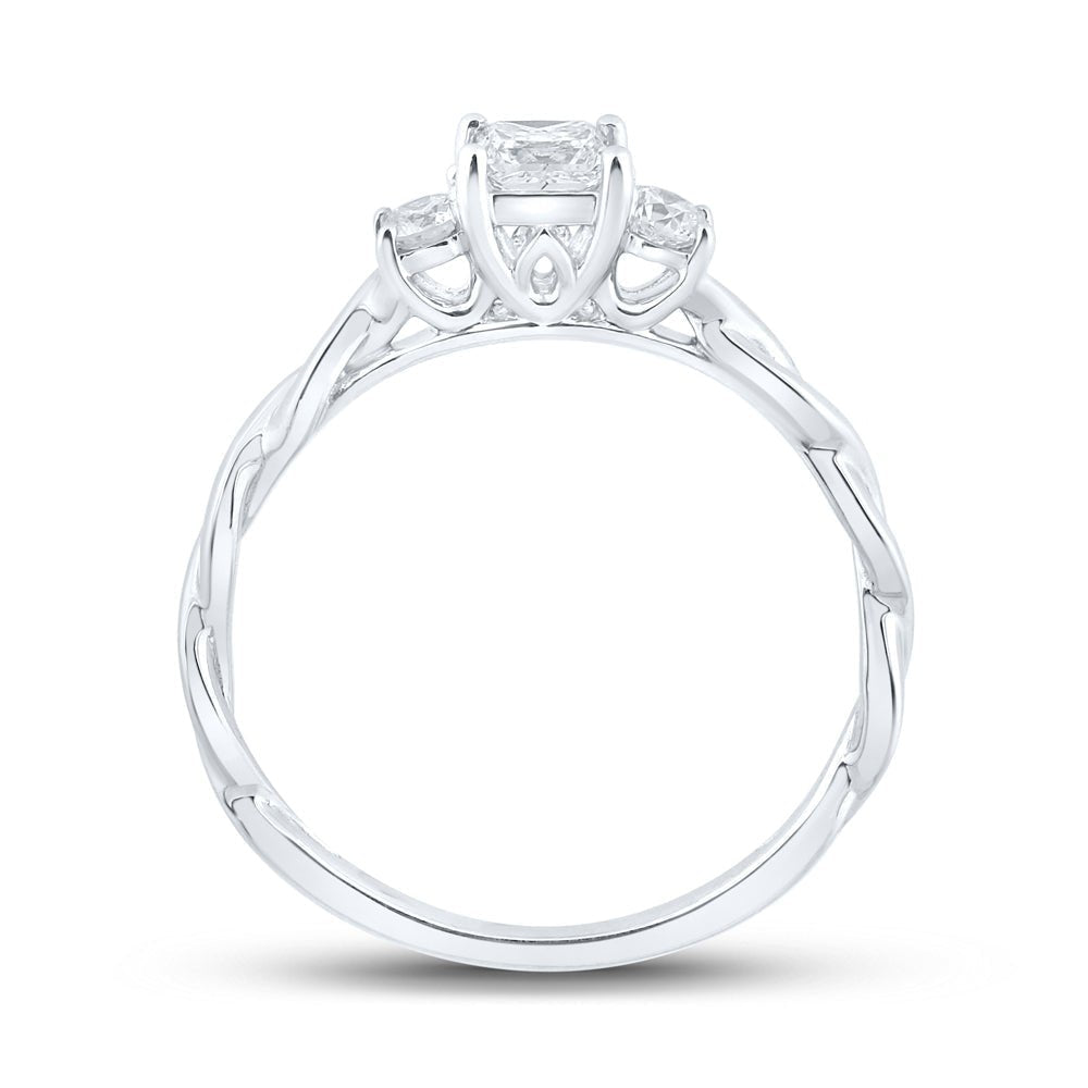 Elegant Essence 14kt White Gold Princess Diamond 3 - stone Bridal Wedding Engagement Ring 1/2 Cttw - Splendid Jewellery