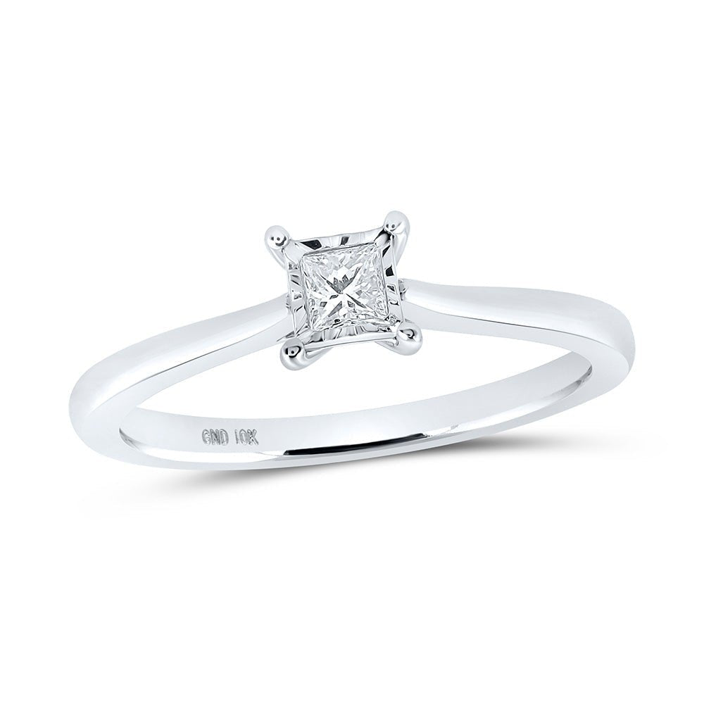 Elegant Princess Cut Diamond Solitaire Ring in 10kt White Gold - Splendid Jewellery