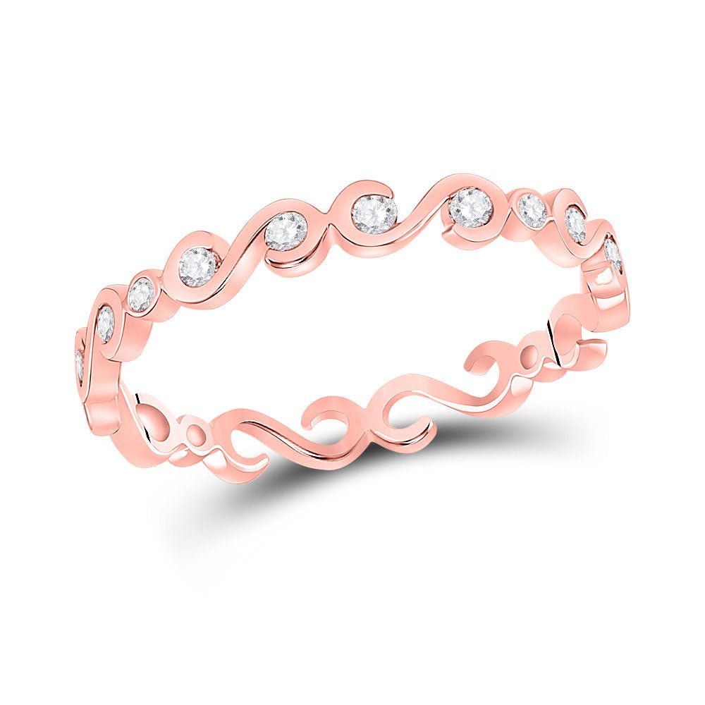 Elegant Rose Gold Diamond S - Shape Stackable Band Ring - Splendid Jewellery