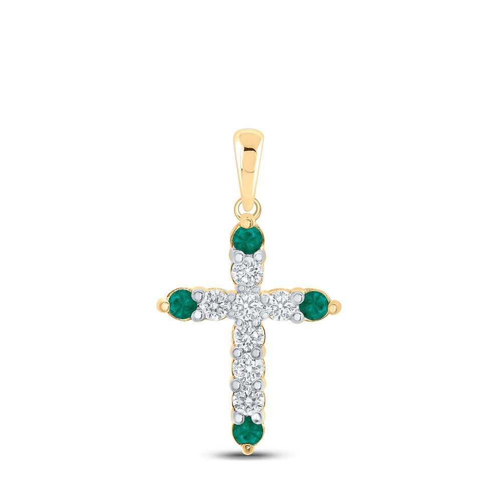 Emerald and Diamond Harmony Cross Pendant - Splendid Jewellery
