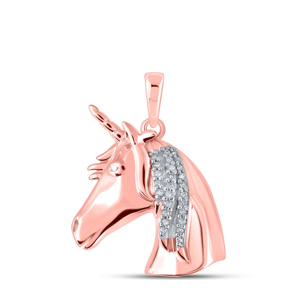 Enchanted Rose Gold Diamond Unicorn Pendant - Splendid Jewellery
