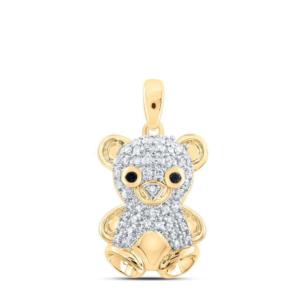Enchanting 10kt Yellow Gold Diamond Teddy Bear Pendant - Whimsical Animal Jewelry - Splendid Jewellery