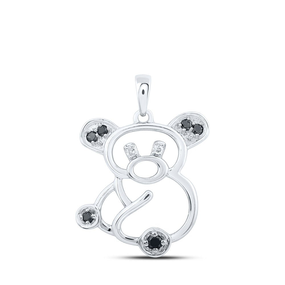 Enchanting Black Diamond Koala Pendant in 10kt White Gold - Splendid Jewellery