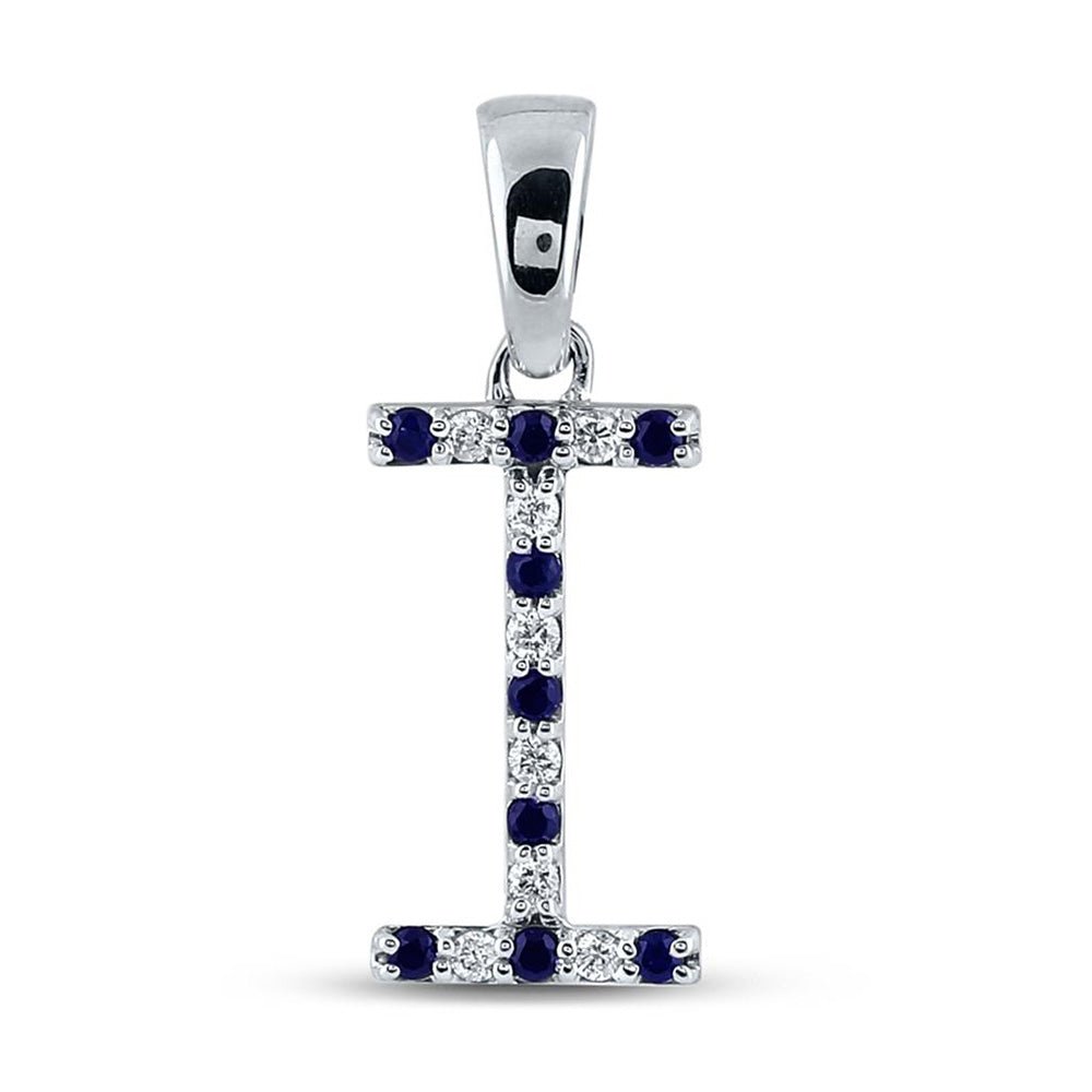 Enchanting Blue Sapphire Initial Pendant in 10kt White Gold - Splendid Jewellery