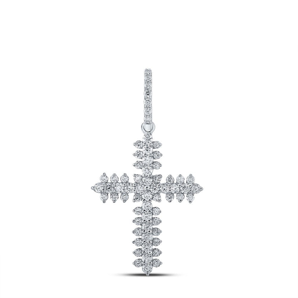 Enchanting Brilliance: 10kt White Gold Diamond Cross Pendant - Splendid Jewellery