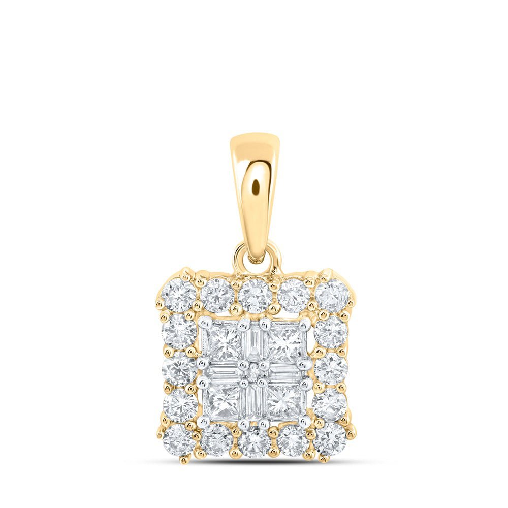 Enchanting Brilliance: 10kt Yellow Gold Princess Diamond Square Pendant - Splendid Jewellery