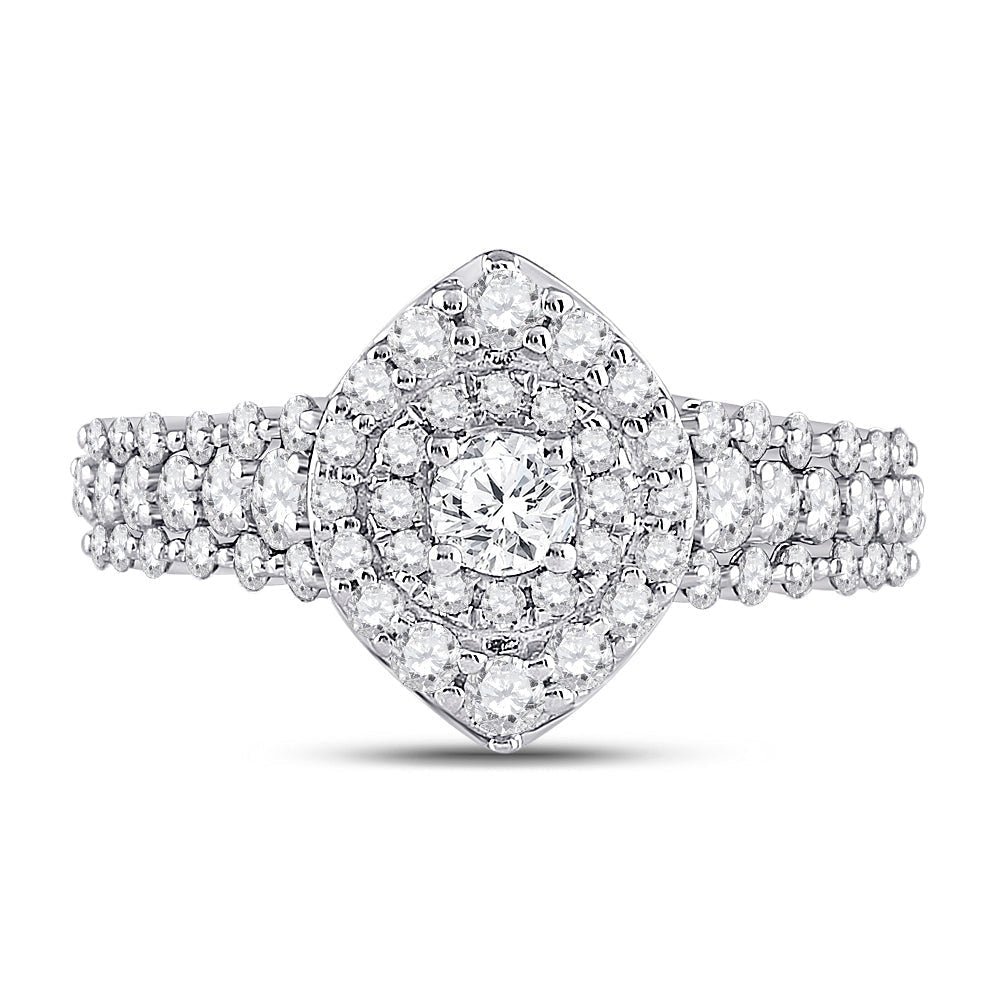 Enchanting Brilliance 14kt White Gold Diamond Halo Bridal Wedding Engagement Ring - Splendid Jewellery