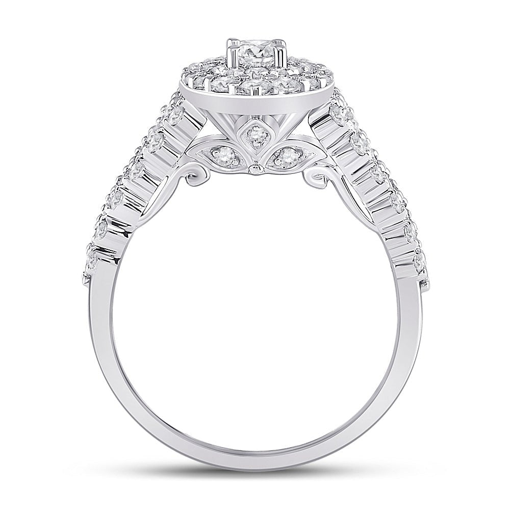 Enchanting Brilliance 14kt White Gold Diamond Halo Bridal Wedding Engagement Ring - Splendid Jewellery