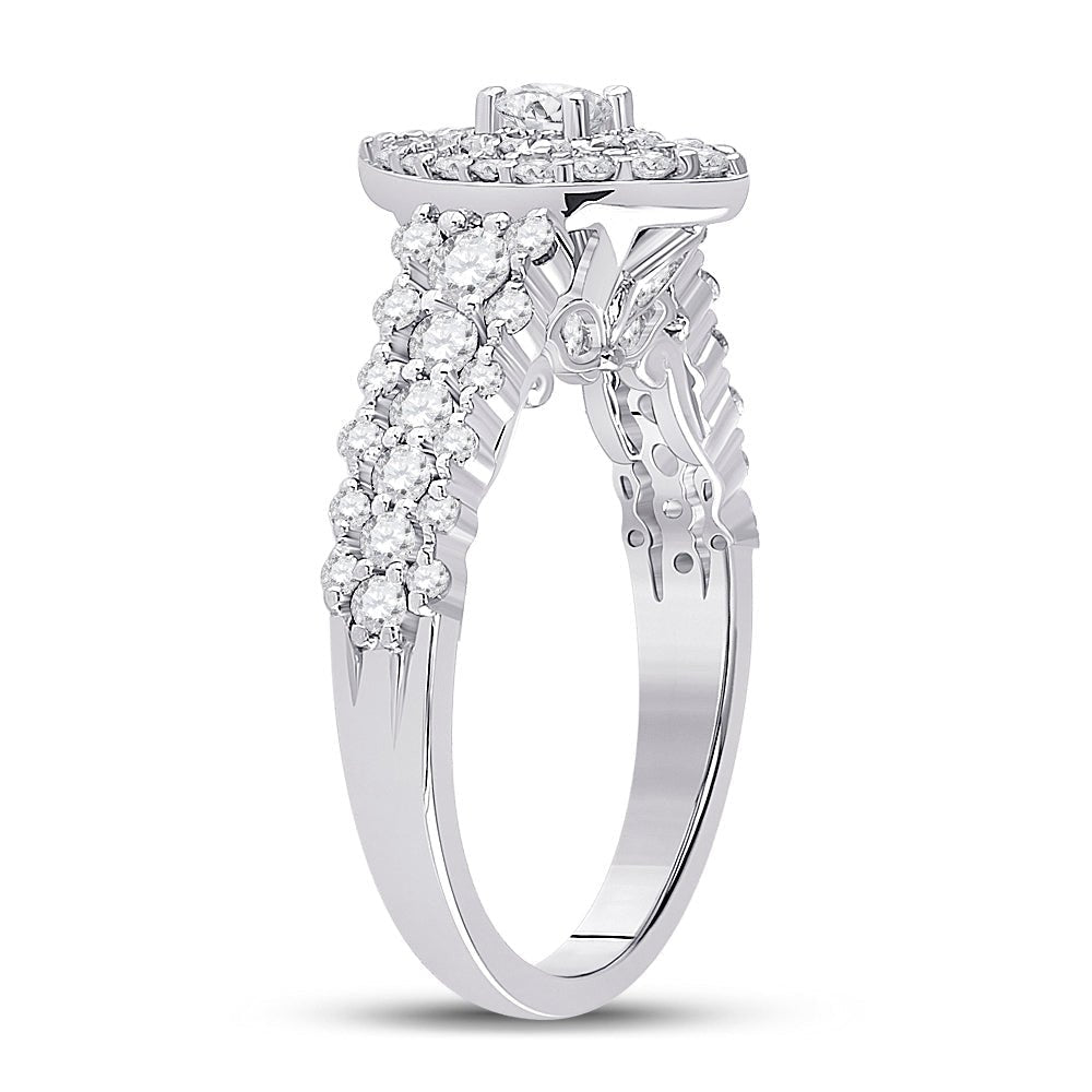 Enchanting Brilliance 14kt White Gold Diamond Halo Bridal Wedding Engagement Ring - Splendid Jewellery