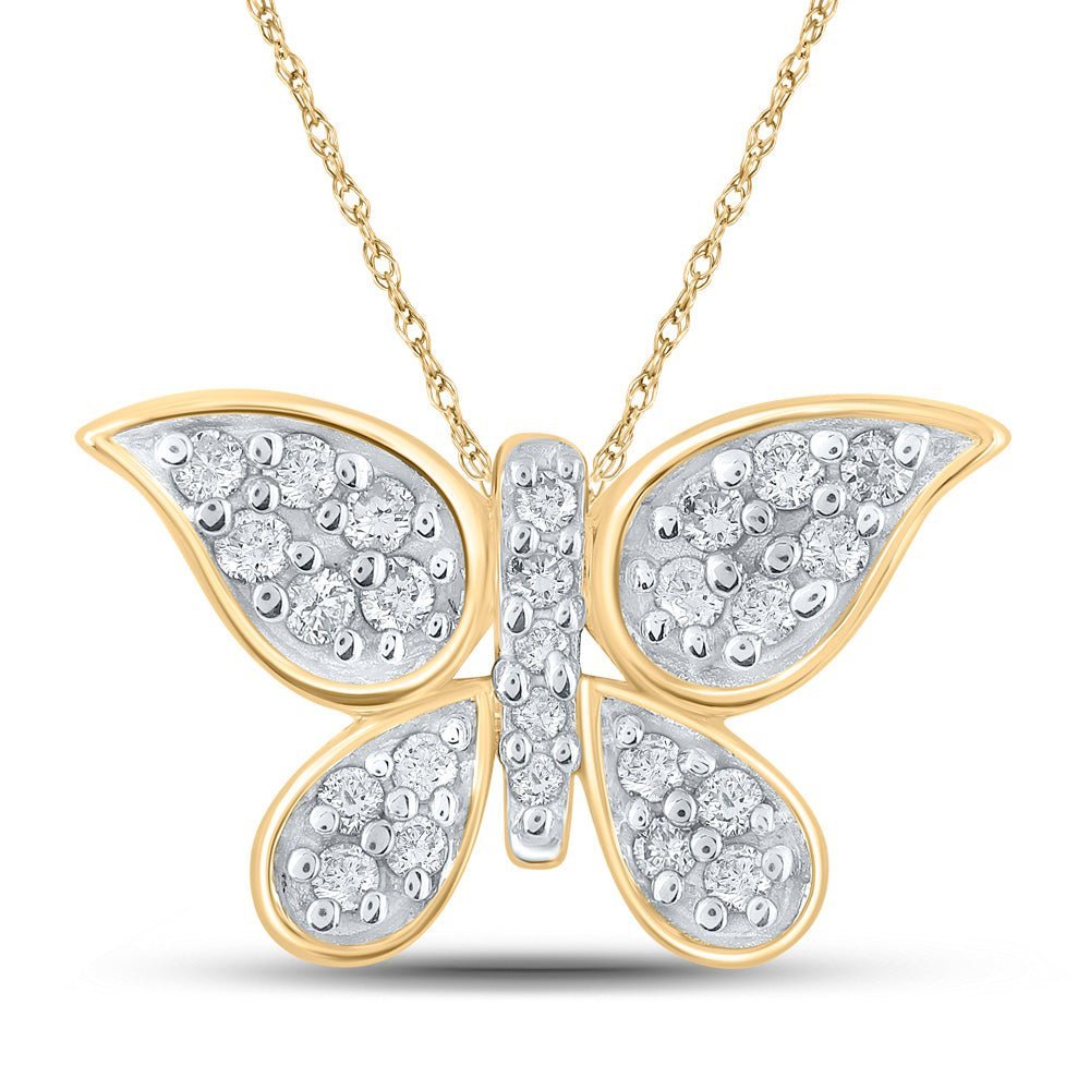Enchanting Diamond Butterfly Pendant in 10kt Yellow Gold - Splendid Jewellery