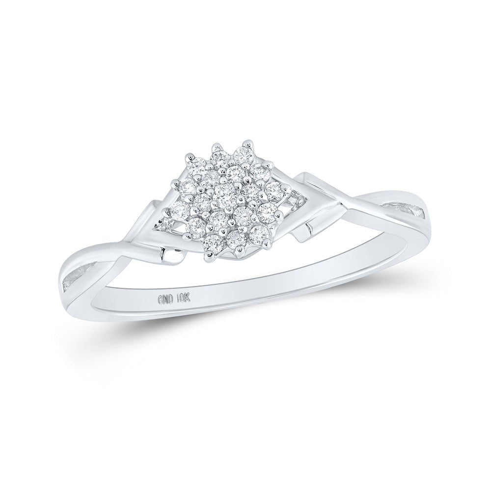 Enchanting Diamond Cluster Ring | 10kt White Gold Womens Round Diamond Cluster Ring 1/10 Cttw - Splendid Jewellery