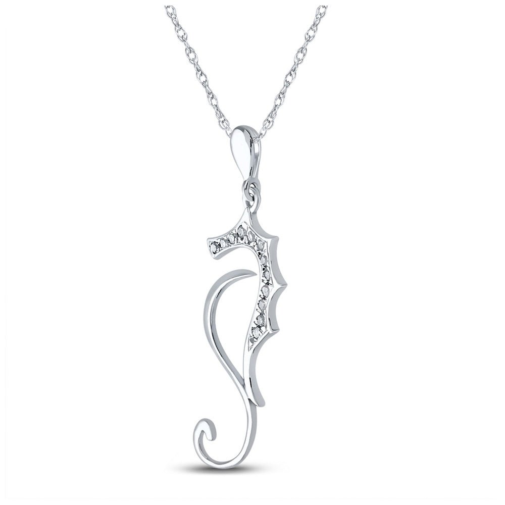 Enchanting Diamond Sea Horse Pendant in 10kt White Gold - A Splendid Jewel - Splendid Jewellery