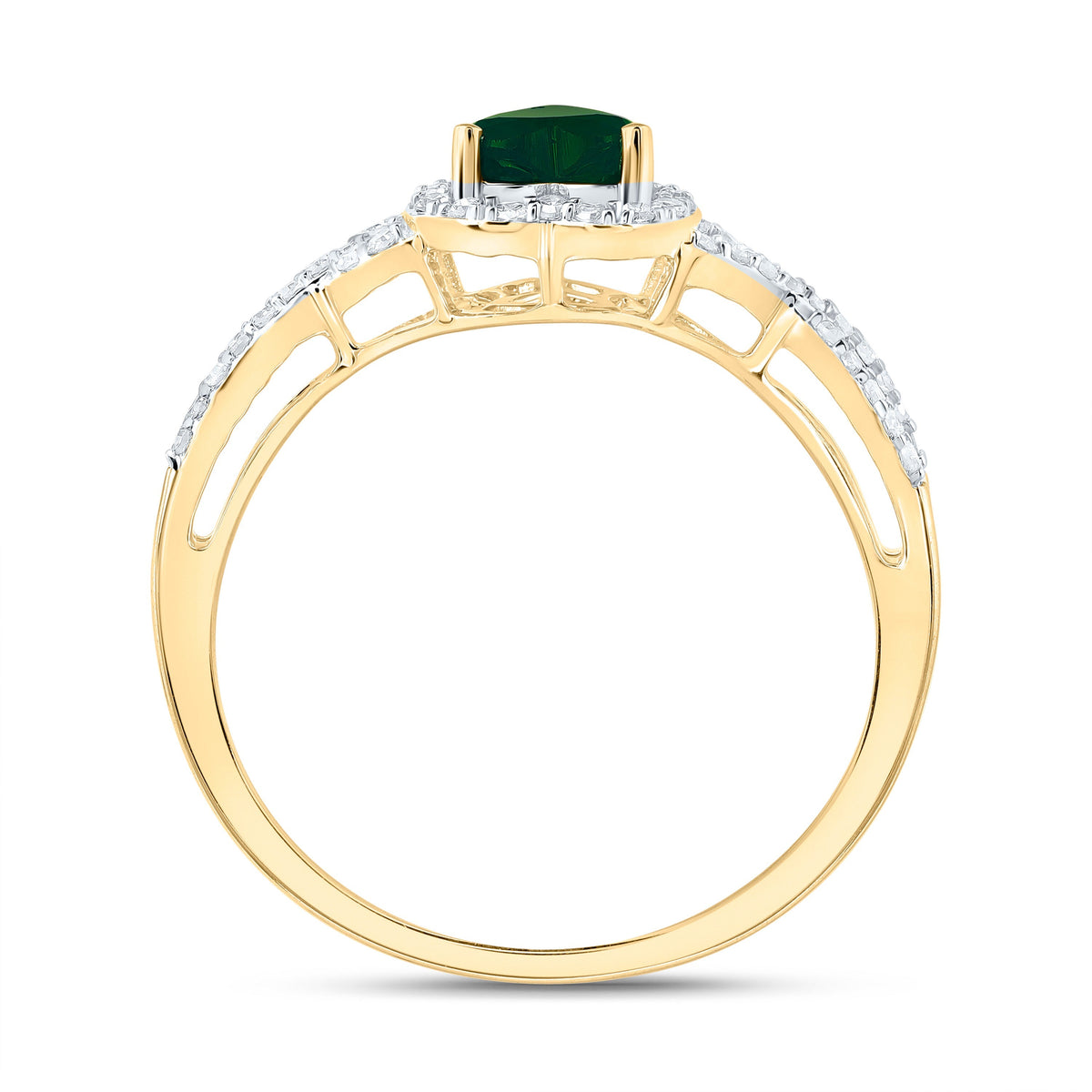 Enchanting Emerald Heart Ring | 10kt Yellow Gold Womens Heart Emerald Fashion Ring 5/8 Cttw - Splendid Jewellery