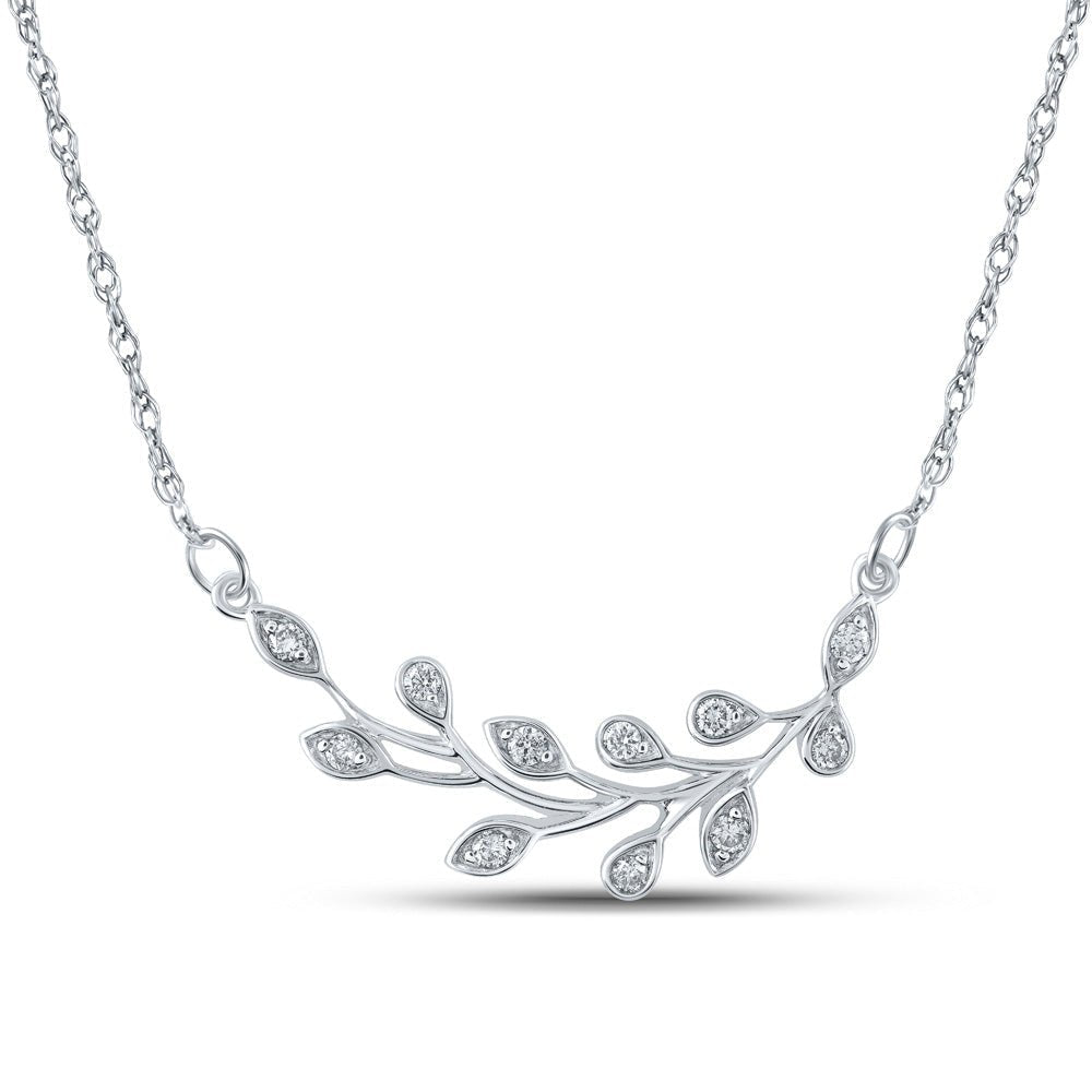 Enchanting Floral Diamond Pendant Necklace in 10kt White Gold - Splendid Jewellery