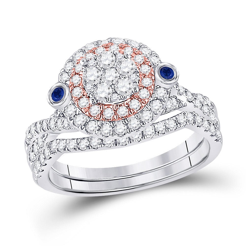 Enchanting Harmony: 10kt Two - tone Gold Round Diamond Bridal Wedding Ring Band Set 1 Cttw - Splendid Jewellery