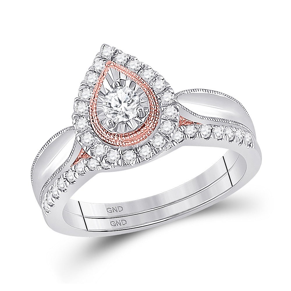 Enchanting Love Story | 10kt Two - tone Gold Diamond Bridal Wedding Ring Band Set 1/2 Cttw | Splendid Jewellery - Splendid Jewellery