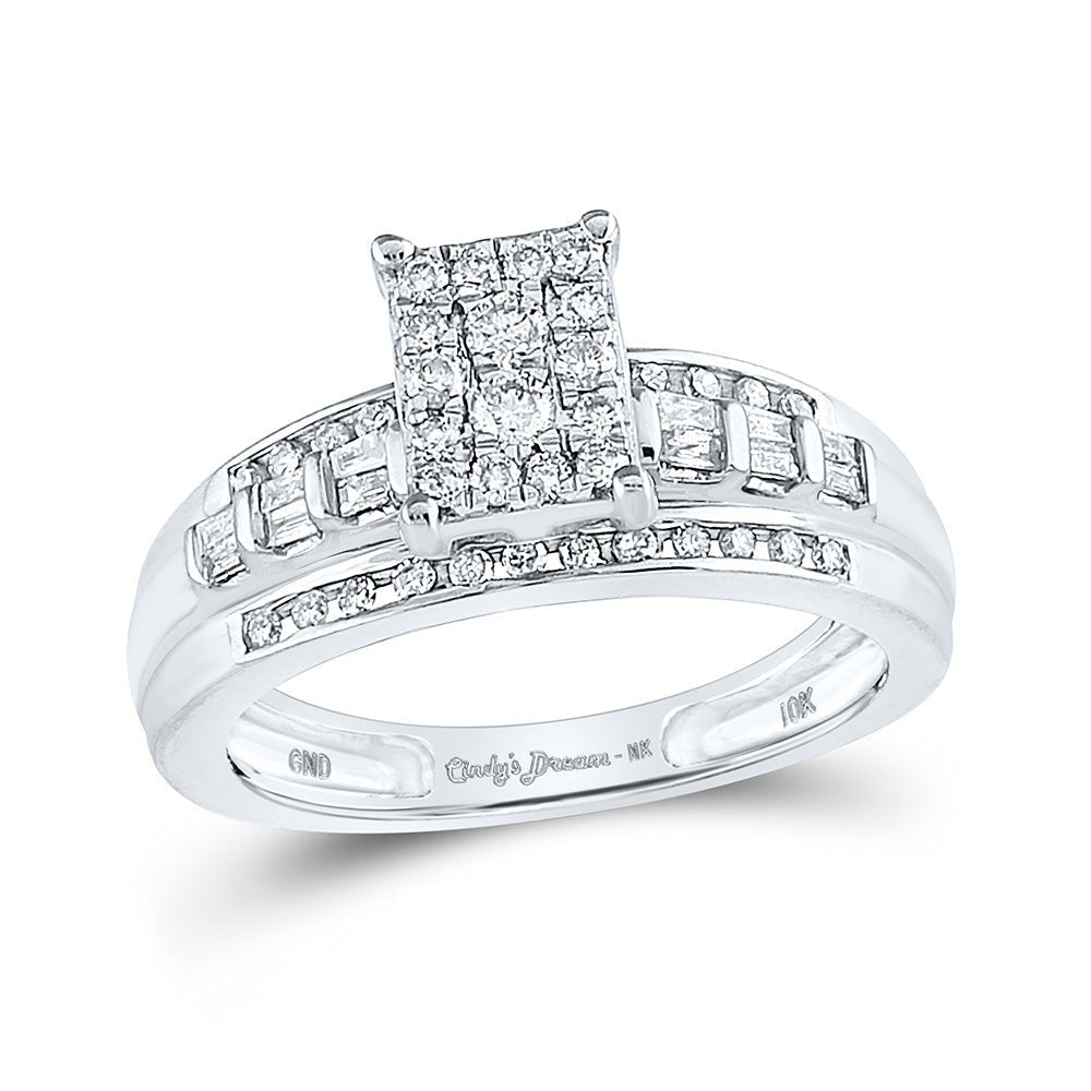 Enchanting Love Story | 10kt White Gold Round Diamond Cluster Bridal Wedding Engagement Ring 1/2 Cttw - Splendid Jewellery