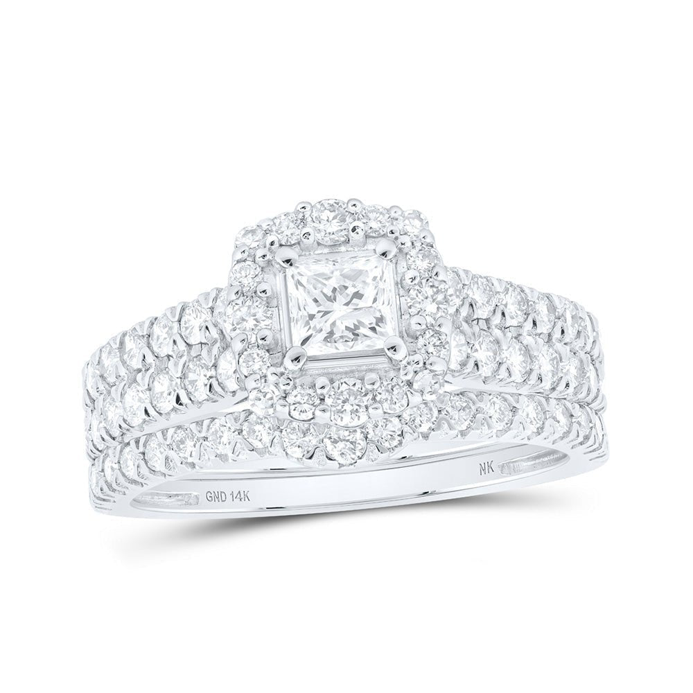 Enchanting Majesty Diamond Halo Bridal Wedding Ring Band Set - Splendid Jewellery