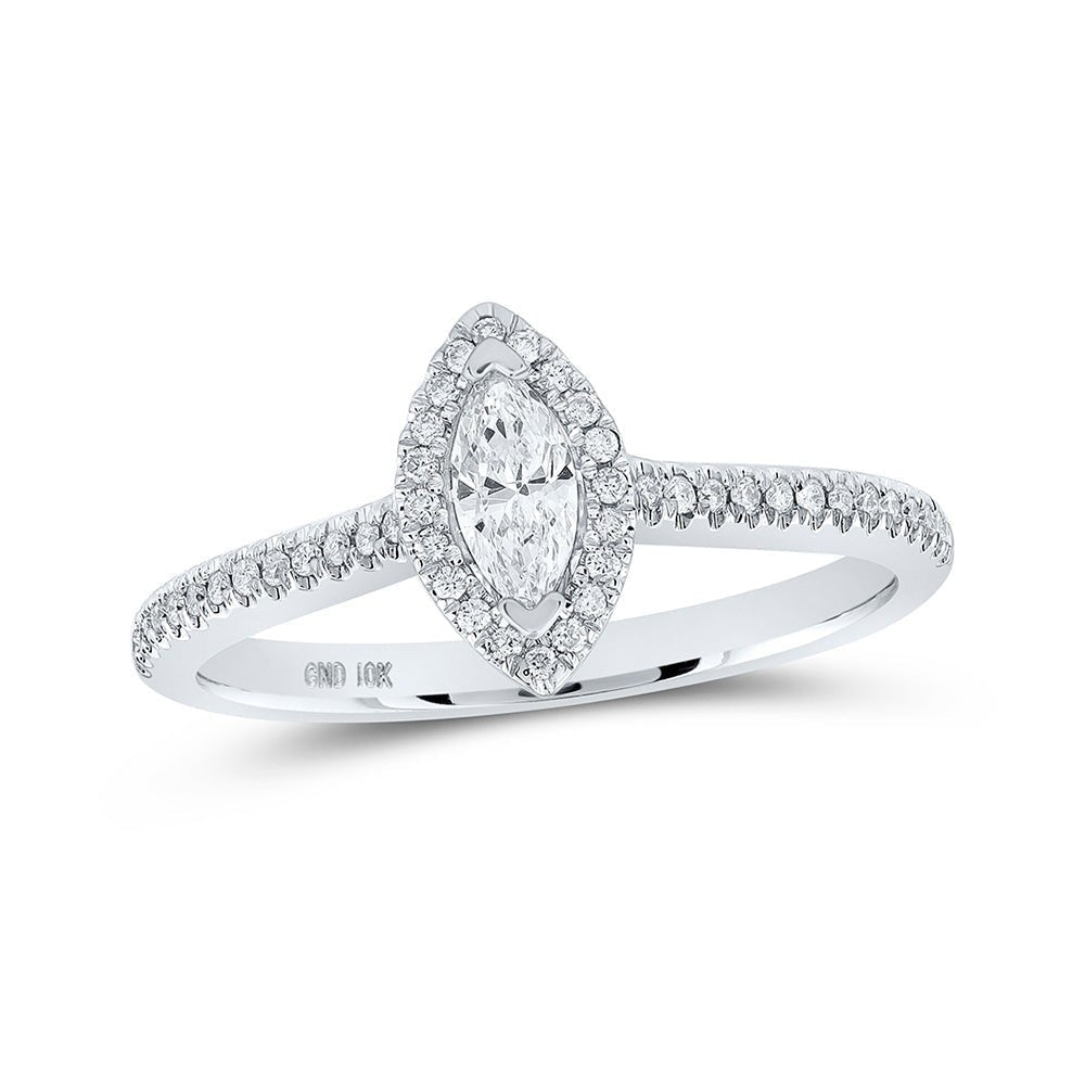Enchanting Marquise Diamond Halo Bridal Wedding Ring - Splendid Jewellery