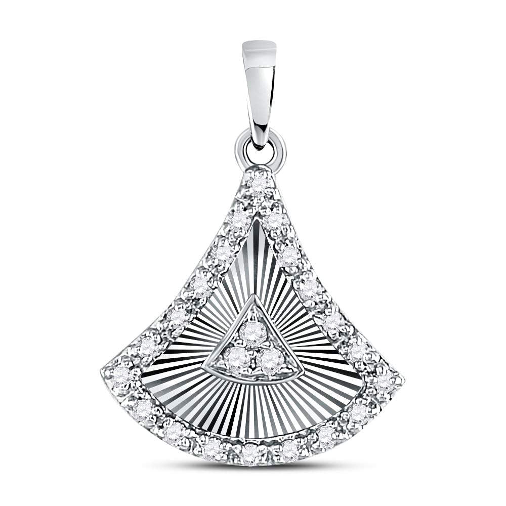 Enchanting Radiance: 10kt White Gold Womens Round Diamond Fashion Pendant - Splendid Jewellery
