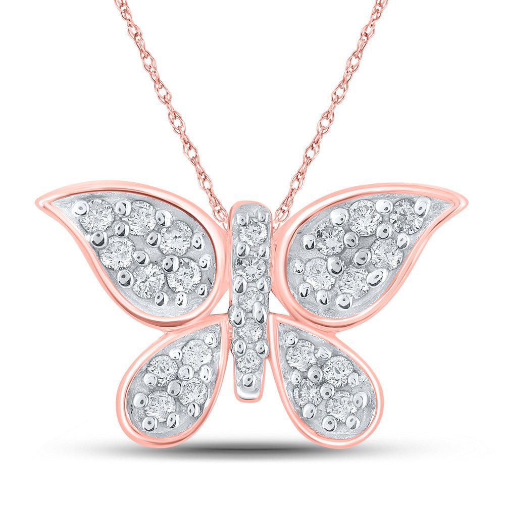 Enchanting Rose Gold Butterfly Diamond Pendant - Splendid Jewellery