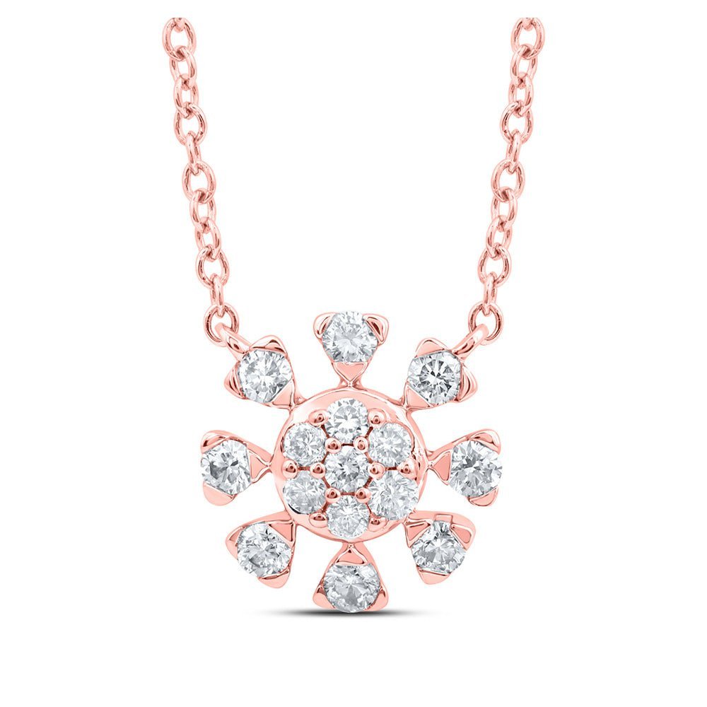 Enchanting Rose Gold Diamond Cluster Necklace - Splendid Jewellery