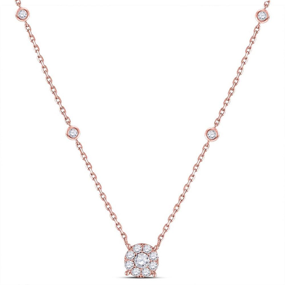 Enchanting Rose Gold Diamond Halo Solitaire Necklace - Splendid Jewellery