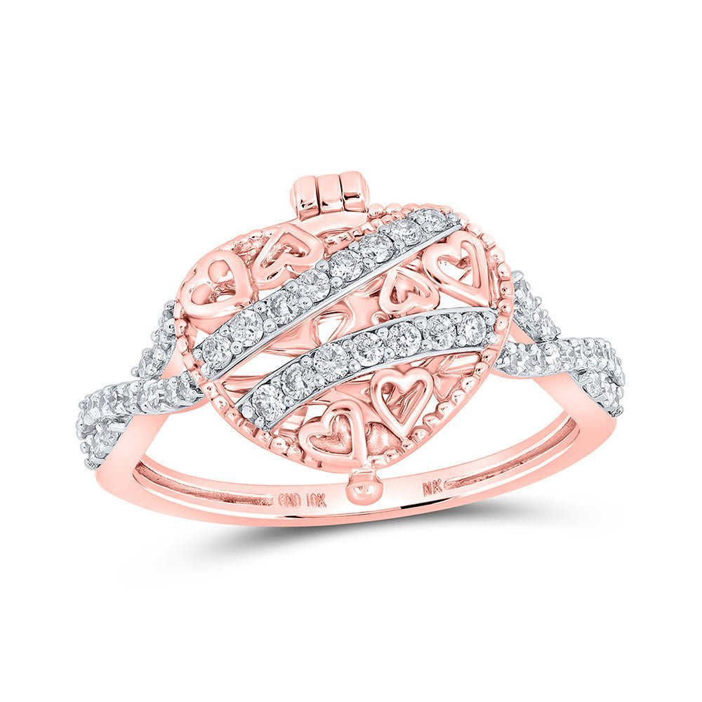 Enchanting Rose Gold Diamond Heart Locket Ring - Splendid Jewellery
