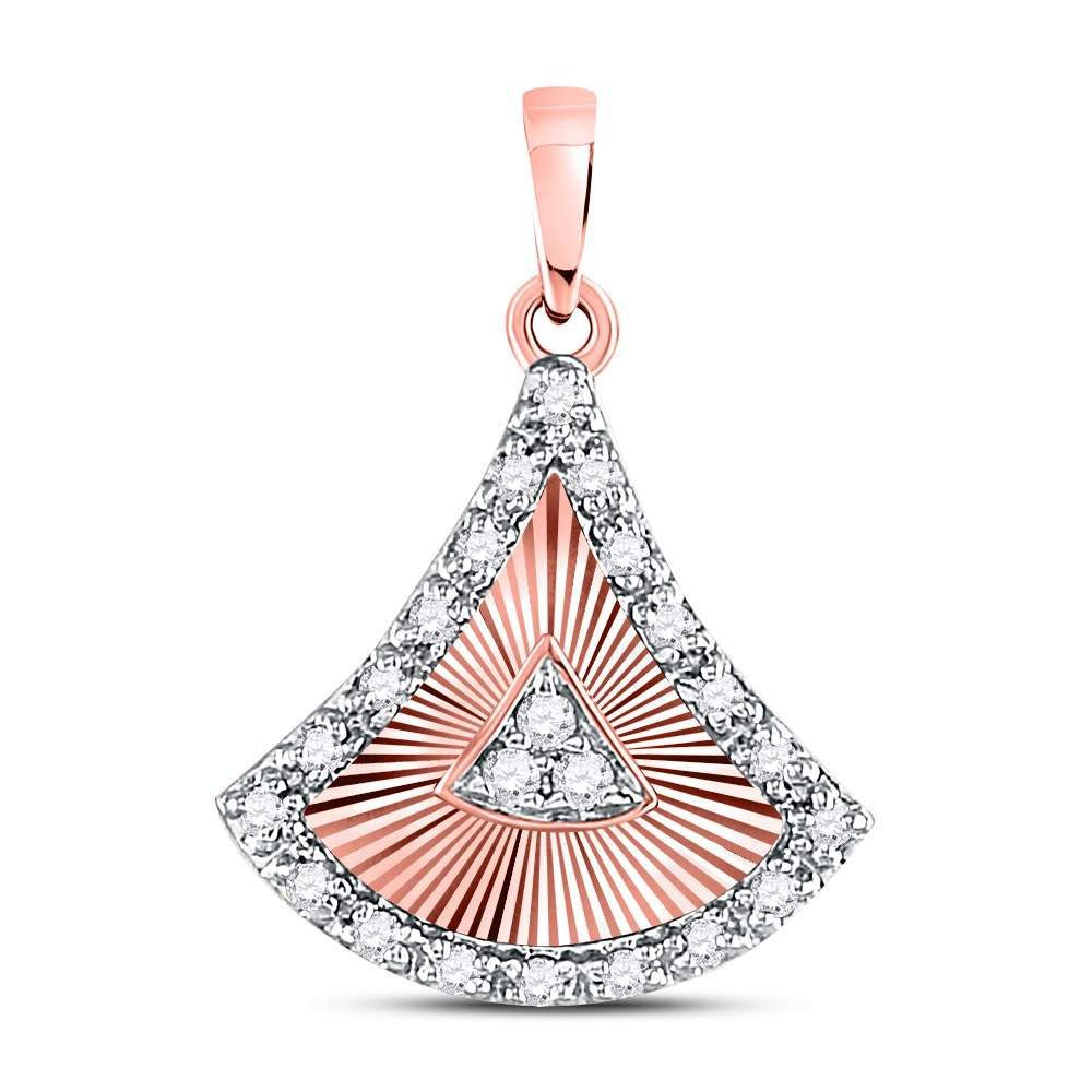 Enchanting Rose Gold Diamond Pendant | 10kt Womens Round Diamond Fashion Pendant 1/6 Cttw - Splendid Jewellery