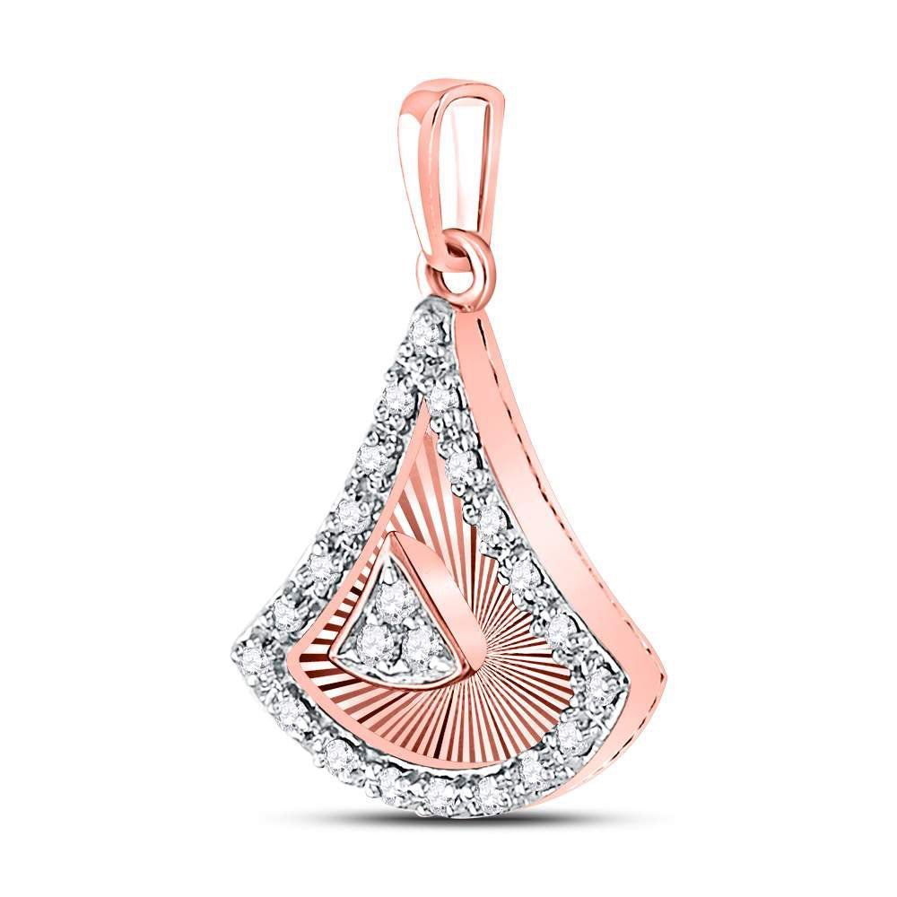 Enchanting Rose Gold Diamond Pendant | 10kt Womens Round Diamond Fashion Pendant 1/6 Cttw - Splendid Jewellery