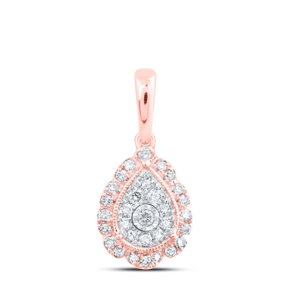 Enchanting Rose Gold Diamond Teardrop Pendant - Splendid Jewellery