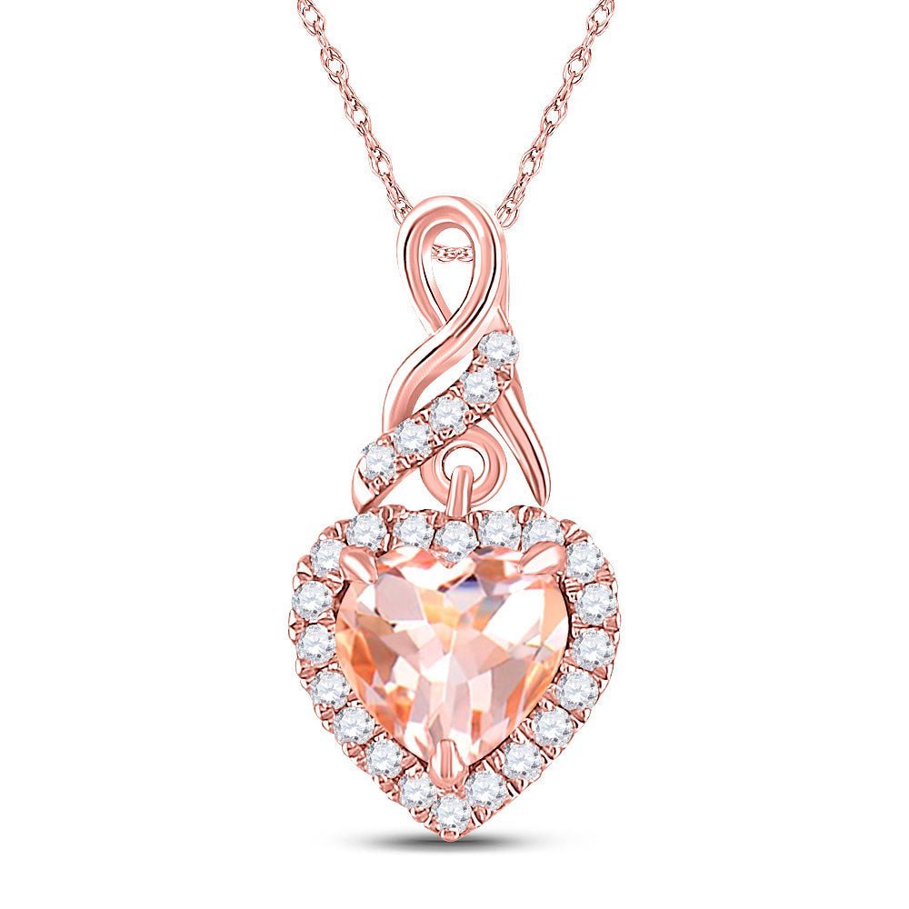 Enchanting Rose Gold Heart Pendant with Morganite and Diamonds - Splendid Jewellery