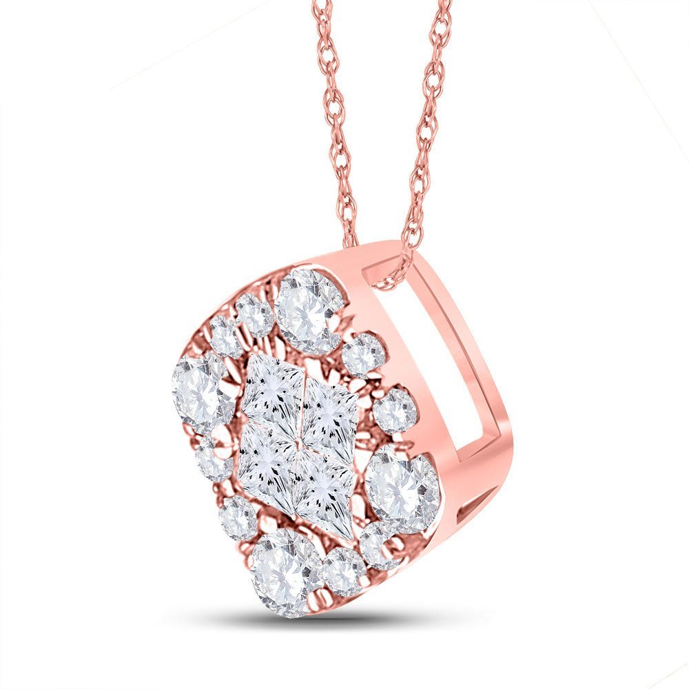 Enchanting Rose Gold Princess Diamond Square Pendant - Splendid Jewellery