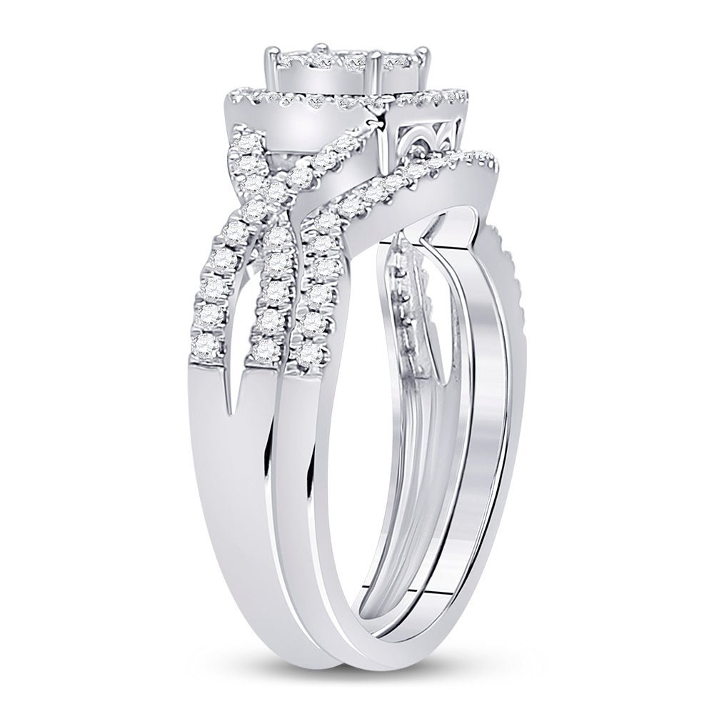 Eternal Brilliance 10kt White Gold Diamond Bridal Wedding Ring Band Set - Splendid Jewellery