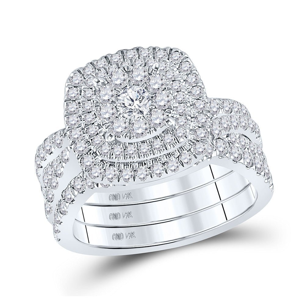Eternal Brilliance: 10kt White Gold Round Diamond Bridal Wedding Ring Band Set - Splendid Jewellery