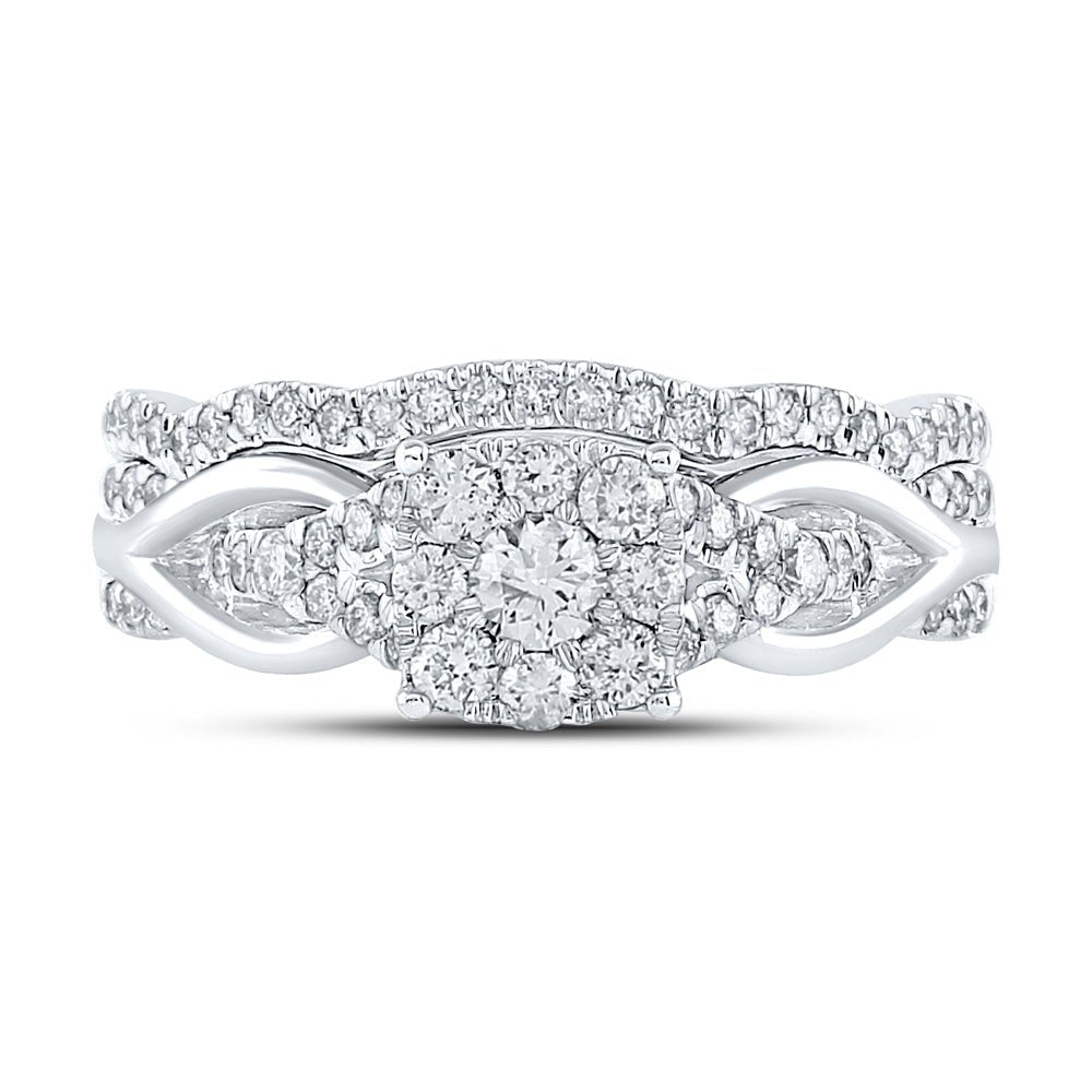 Eternal Brilliance 10kt White Gold Round Diamond Bridal Wedding Ring Band Set - Splendid Jewellery