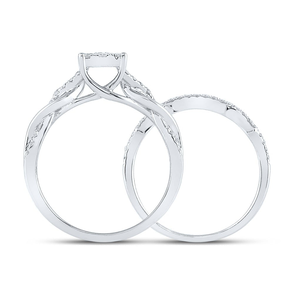 Eternal Brilliance 10kt White Gold Round Diamond Bridal Wedding Ring Band Set - Splendid Jewellery