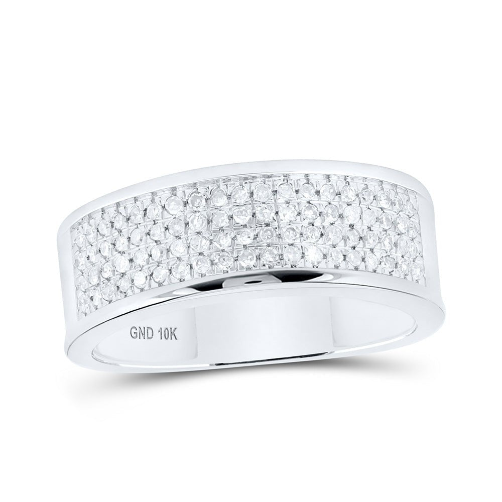 Eternal Brilliance 10kt White Gold Round Diamond Wedding Pave Band Ring 1/4 Cttw - Splendid Jewellery