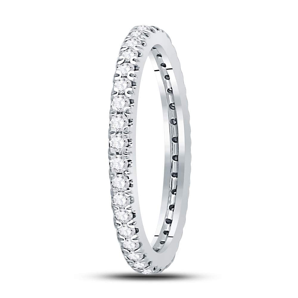 Eternal Brilliance: 10kt White Gold Womens Round Diamond Eternity Wedding Band 1/2 Cttw - Splendid Jewellery