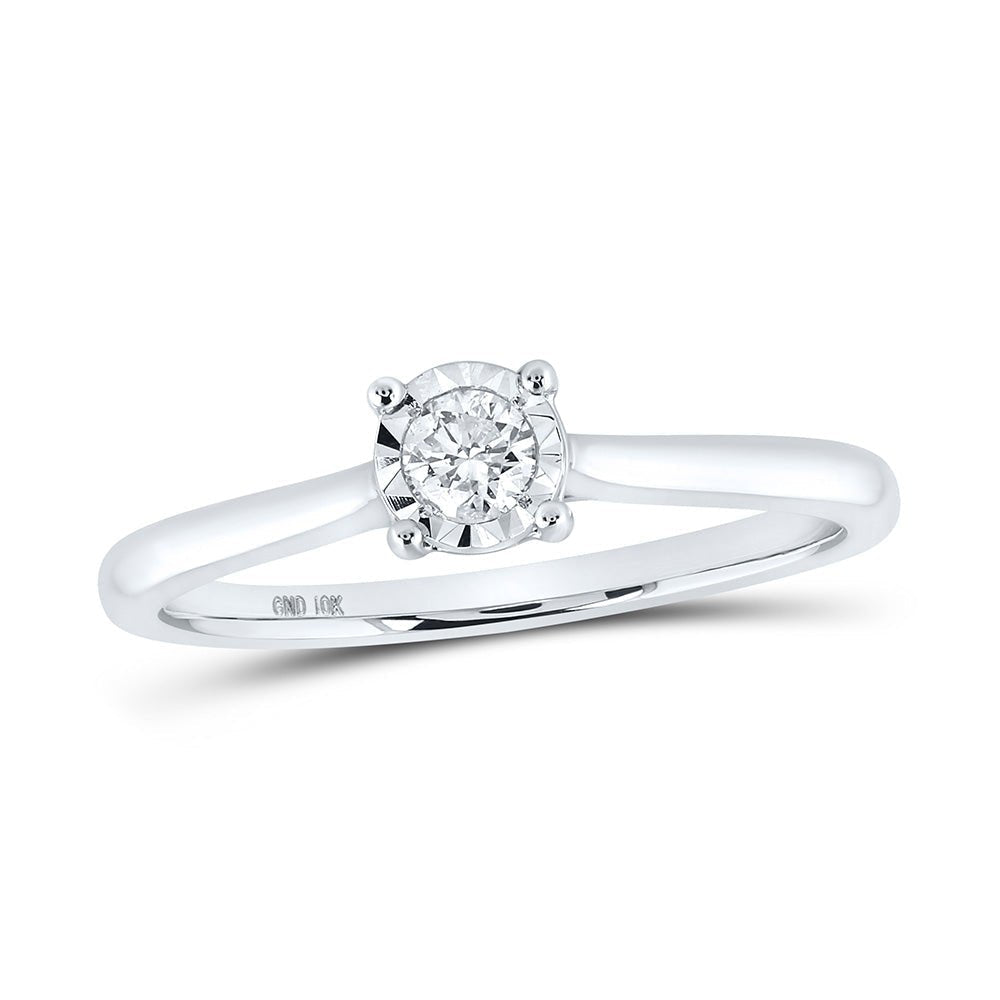 Eternal Brilliance: 10kt White Gold Womens Round Diamond Solitaire Ring 1/6 Cttw - Splendid Jewellery
