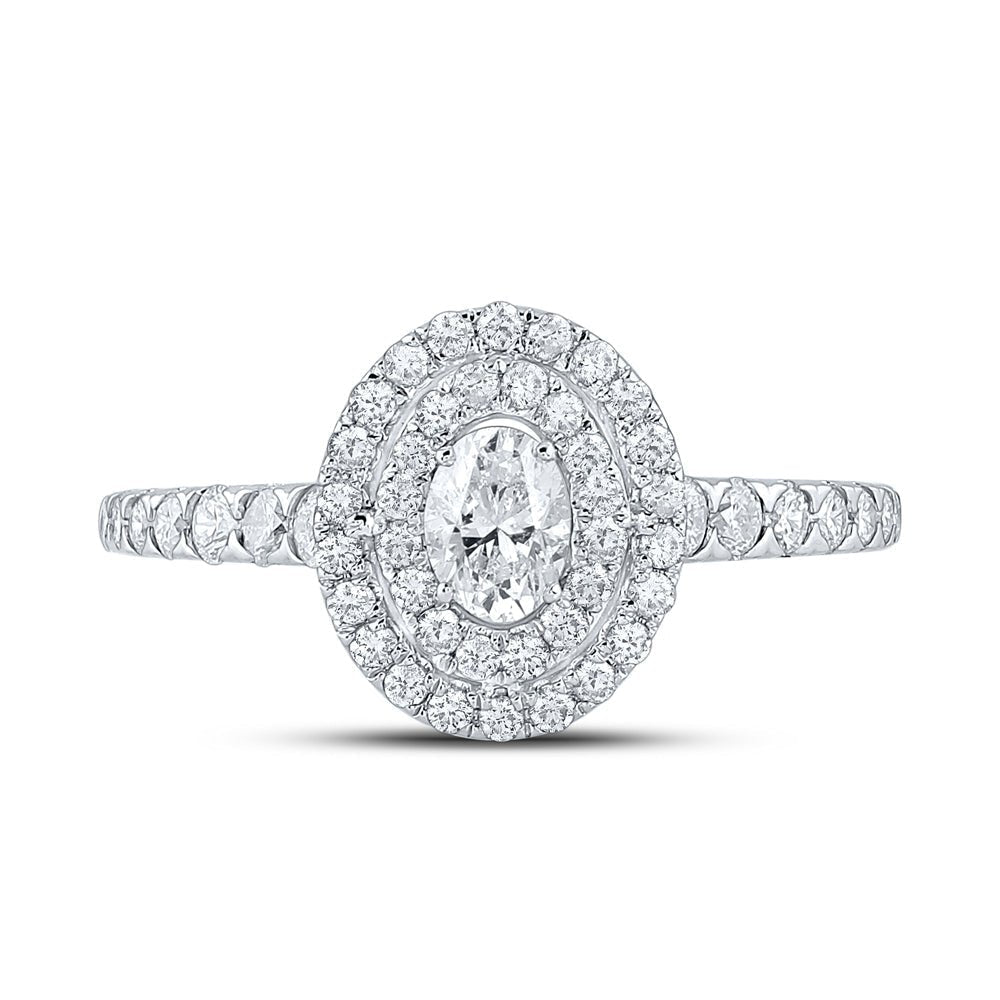 Eternal Brilliance 14kt White Gold Oval Diamond Halo Bridal Wedding Engagement Ring - Splendid Jewellery