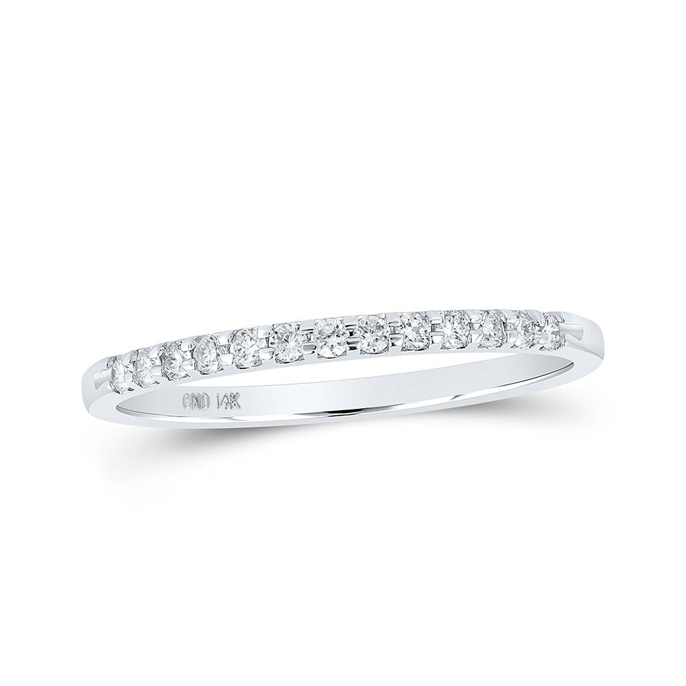 Eternal Brilliance: 14kt White Gold Womens Round Diamond Wedding Single Row Band - Splendid Jewellery