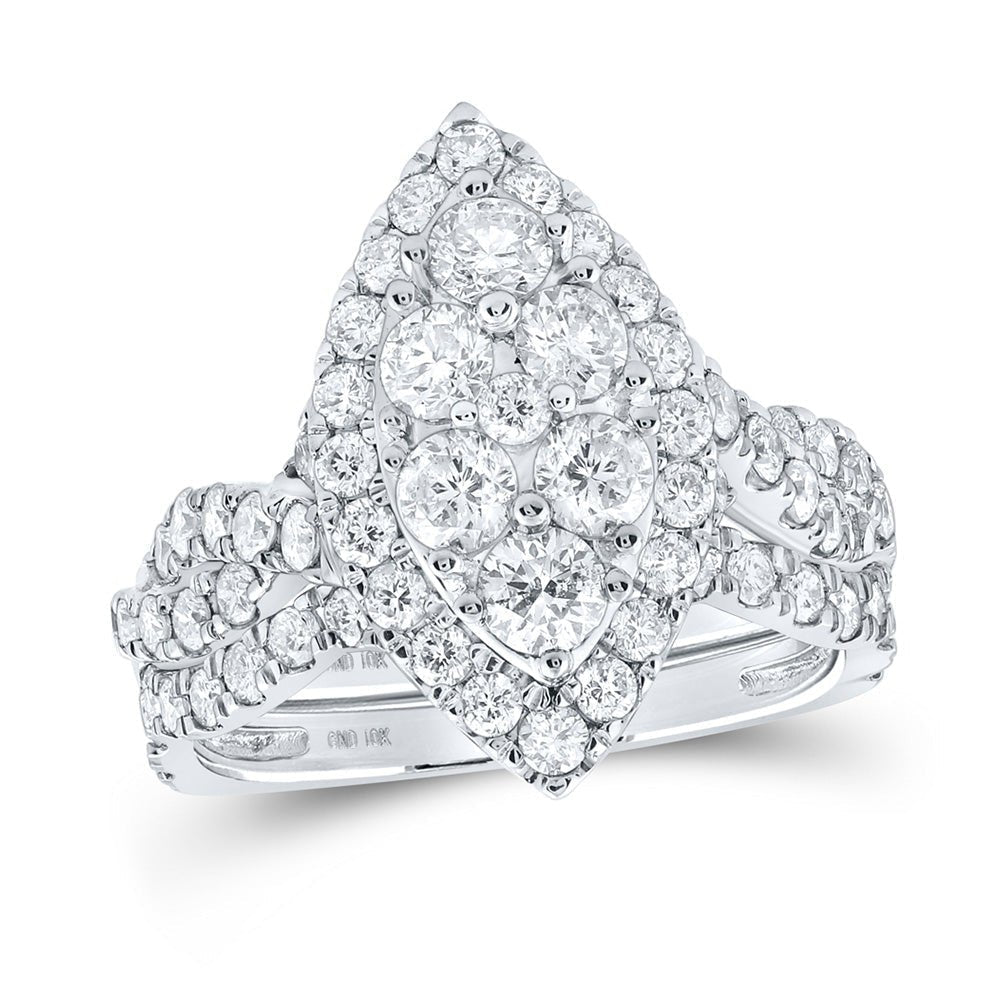 Eternal Love 10kt White Gold Diamond Marquise Bridal Wedding Ring Set - Splendid Jewellery