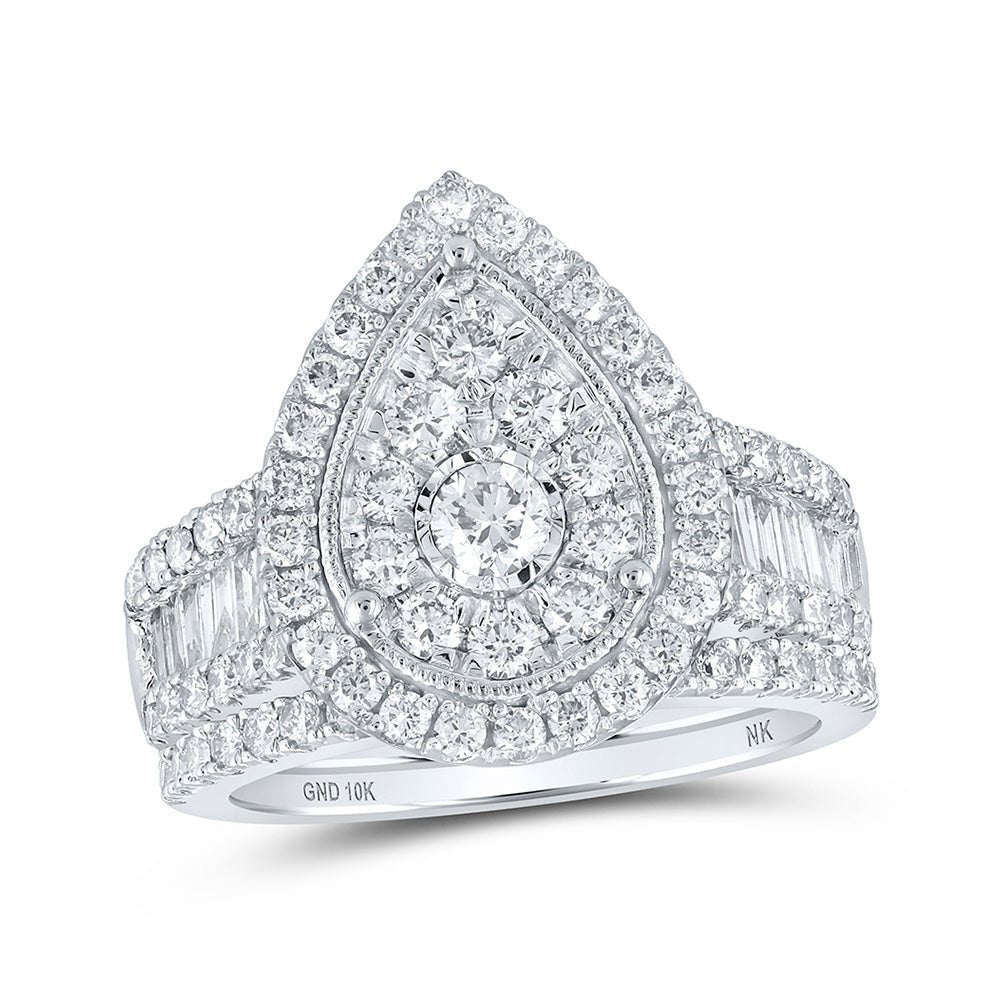 Eternal Love 10kt White Gold Diamond Teardrop Bridal Wedding Ring Band Set - Splendid Jewellery
