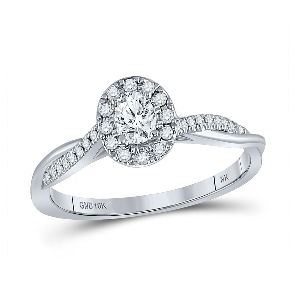 Eternal Love 10kt White Gold Oval Diamond Halo Bridal Wedding Engagement Ring 1/3 Cttw by Splendid Jewellery - Splendid Jewellery