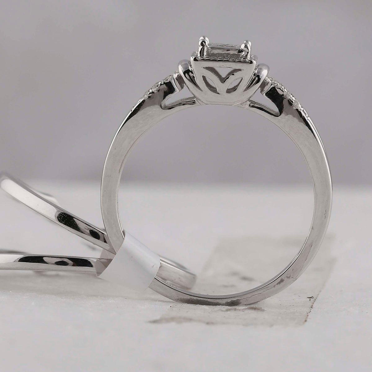Eternal Love 10kt White Gold Princess Diamond 3 - Piece Bridal Wedding Ring Band Set 1/4 Cttw - Splendid Jewellery