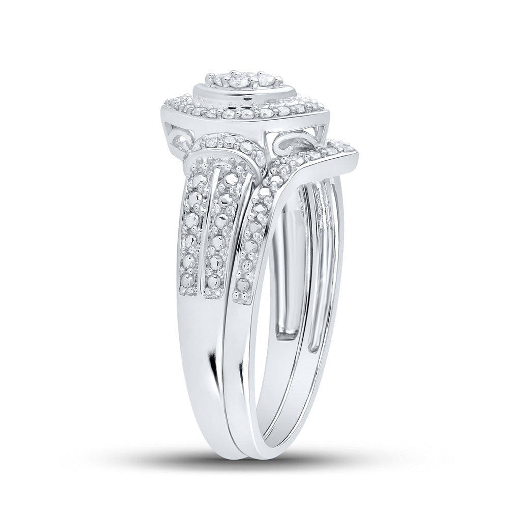 Eternal Love 10kt White Gold Round Diamond Bridal Wedding Ring Band Set - Splendid Jewellery