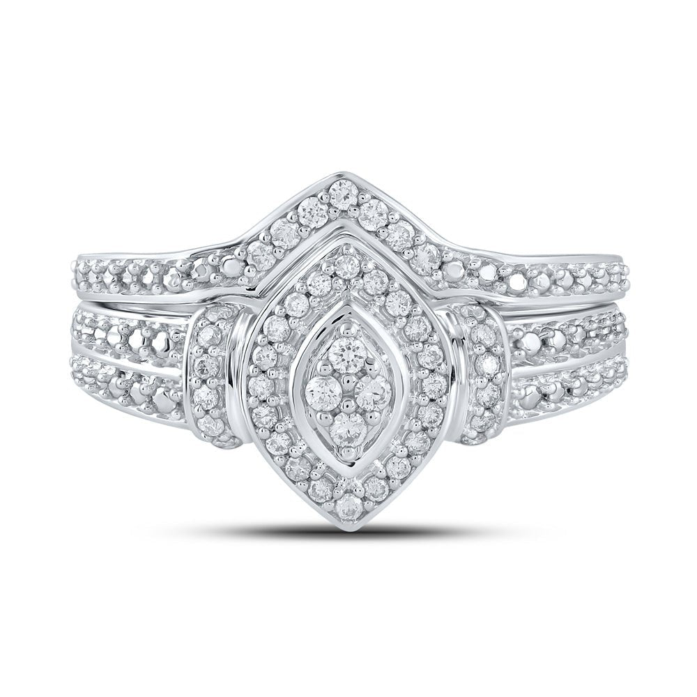 Eternal Love 10kt White Gold Round Diamond Bridal Wedding Ring Band Set - Splendid Jewellery