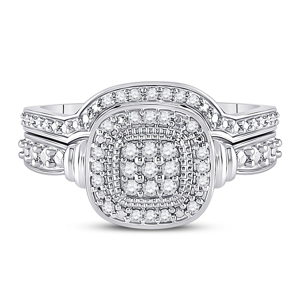 Eternal Love 10kt White Gold Square Diamond Bridal Wedding Ring Set - Splendid Jewellery