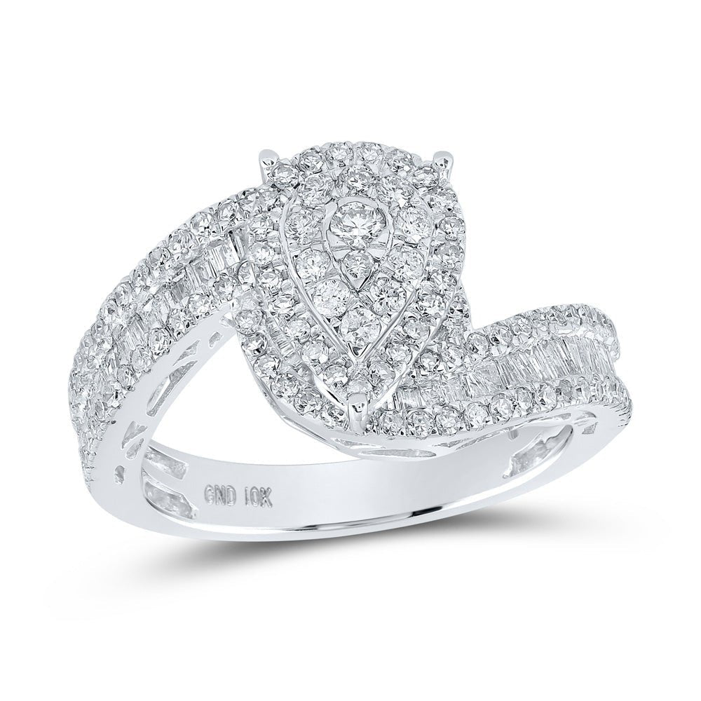 Eternal Love: 10kt White Gold Tear Diamond Bridal Wedding Engagement Ring - Splendid Jewellery